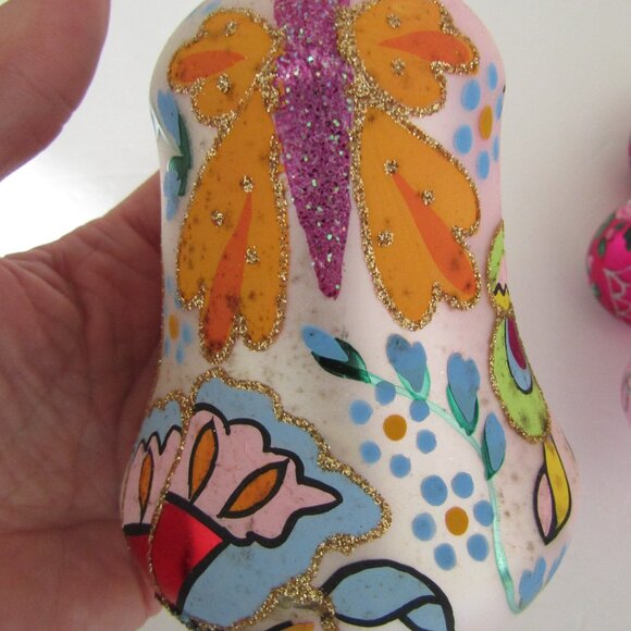 Lot of 3 Large, Vintage hand blown glass ornaments, unique shapes - Picture 2 of 8